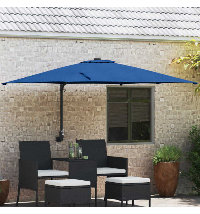 Parasol de Terrasse Bleu Azur Acier, Polyester Grand Réglable | Mobilier & Déco