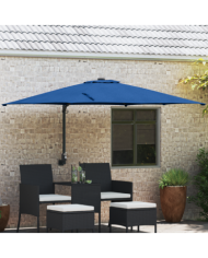 Parasol de Terrasse Bleu Azur Acier, Polyester Grand Réglable | Mobilier & Déco