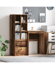 Bureau avec rangement vieux bois en bois d'ingénierie | Mobilier & Déco