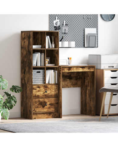 Bureau avec rangement Chêne fumé Bois d'ingénierie | Mobilier & Déco