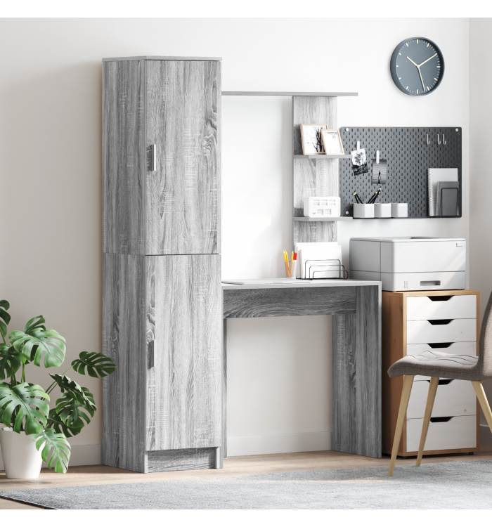 Bureau avec rangement Gris Sonoma Bois d'ingénierie | Mobilier & Déco