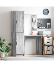Bureau avec rangement Gris Sonoma Bois d'ingénierie | Mobilier & Déco