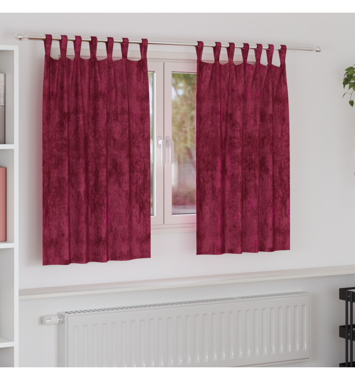 Rideaux en velours Bordeaux Polyester 140 x 140 cm | Mobilier & Déco