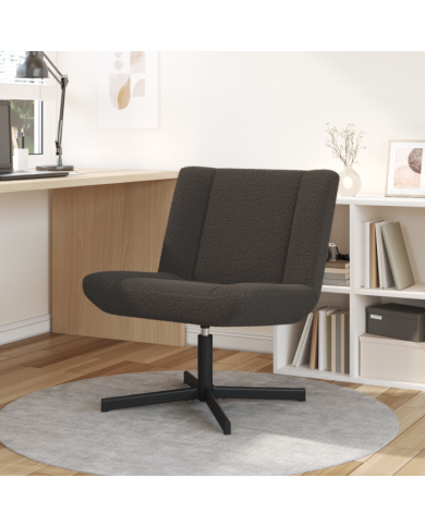 Chaise Accent Gris Foncé Tissu avec Base en Métal Moyenne | Mobilier & Déco