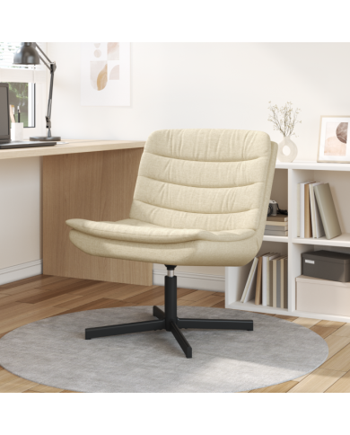 Chaise pivotante Crème Tissu polyester, base en métal Moyenne | Mobilier & Déco