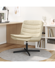 Chaise pivotante Crème Tissu polyester, base en métal Moyenne | Mobilier & Déco