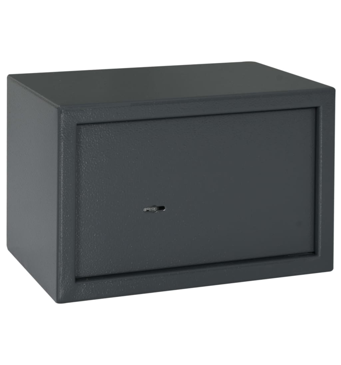 Coffre-fort avec serrure à clé gris foncé 20x31x20 cm en acier | Mobilier & Déco