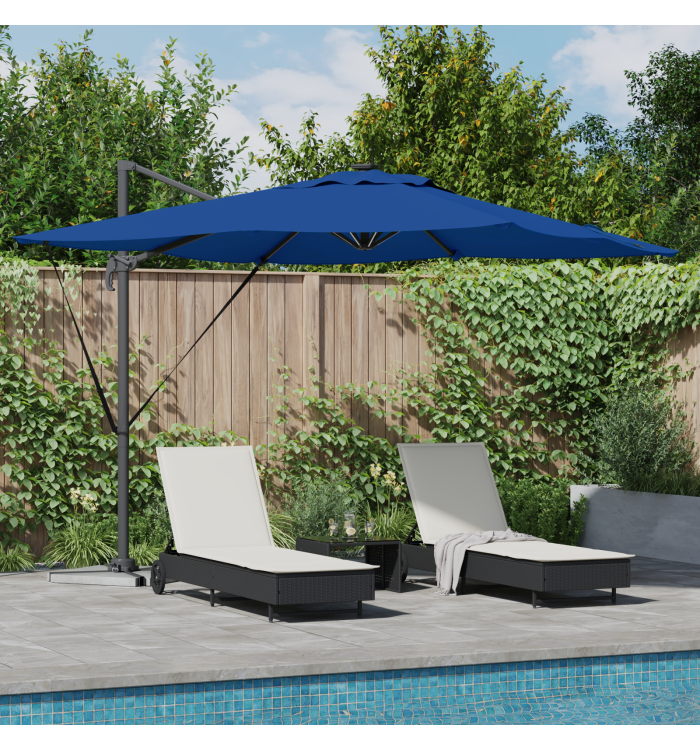 Parasol Cantilever Roma avec LEDs Bleu Azur 286x285x270 cm Aluminium | Mobilier & Déco