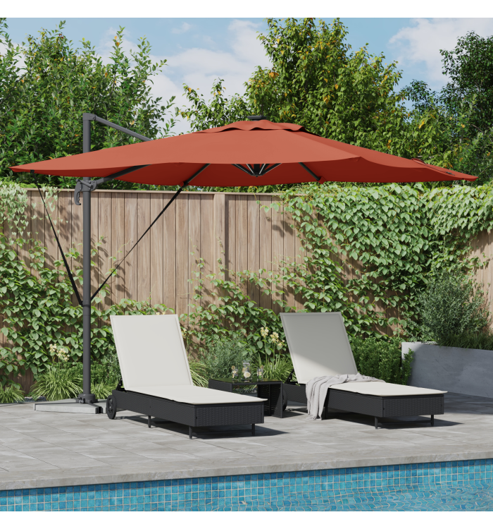 Parasol Déporté Roma avec LED Terracotta 286x285x270 cm Aluminium | Mobilier & Déco
