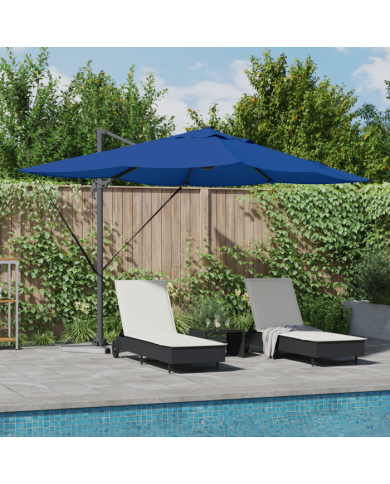 Parasol déporté Roma avec LEDs Bleu Azur 352x251x265 cm Aluminium | Mobilier & Déco