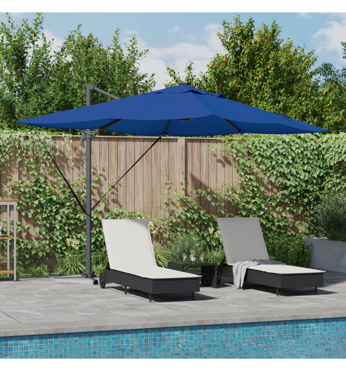 Parasol déporté Roma avec LEDs Bleu Azur 352x251x265 cm Aluminium | Mobilier & Déco
