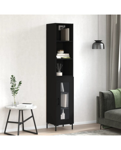 Buffet haut Noir 34,5x34x180 cm Bois d'ingénierie | Mobilier & Déco