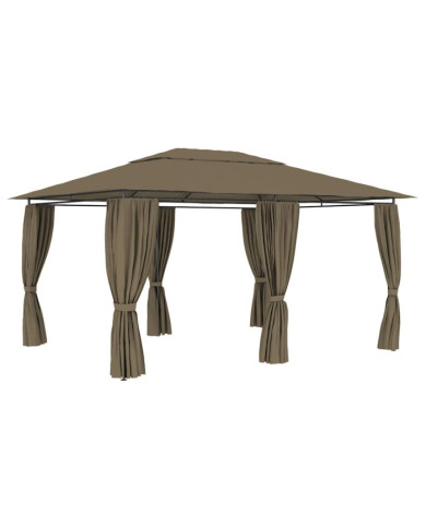 Chapiteau de jardin avec rideaux 4x3 m Taupe 180 g/m² | Mobilier & Déco