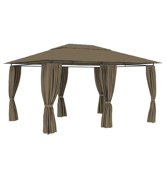 Chapiteau de jardin avec rideaux 4x3 m Taupe 180 g/m² | Mobilier & Déco
