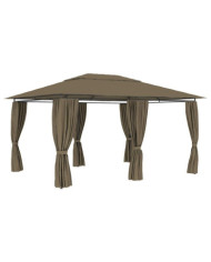 Chapiteau de jardin avec rideaux 4x3 m Taupe 180 g/m² | Mobilier & Déco