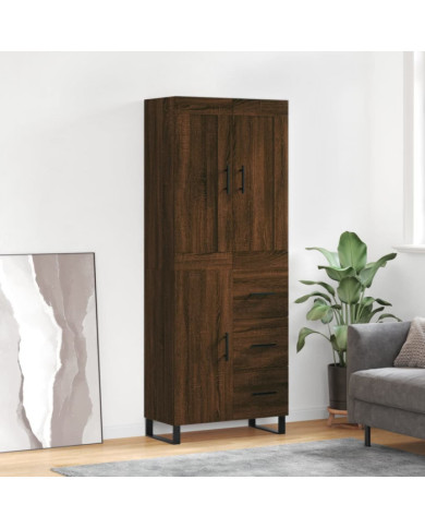 Buffet haut Chêne marron 69,5x34x180 cm Bois d'ingénierie | Mobilier & Déco