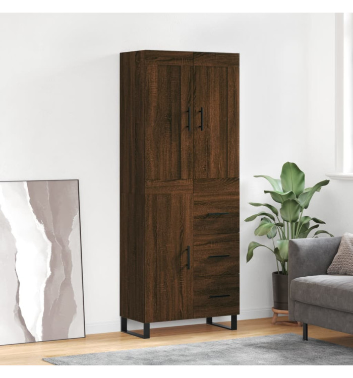Buffet haut Chêne marron 69,5x34x180 cm Bois d'ingénierie | Mobilier & Déco