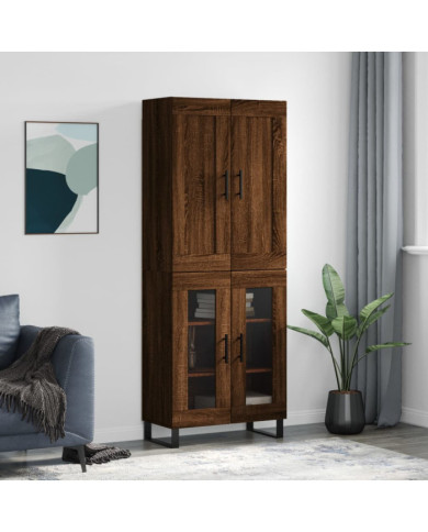Buffet haut Chêne marron 69,5x34x180 cm Bois d'ingénierie | Mobilier & Déco