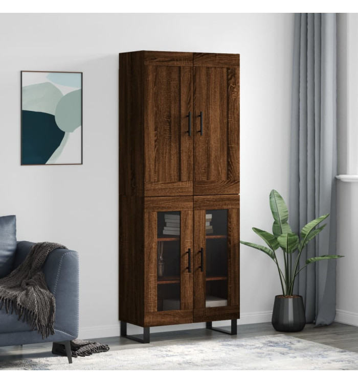 Buffet haut Chêne marron 69,5x34x180 cm Bois d'ingénierie | Mobilier & Déco