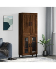 Buffet haut Chêne marron 69,5x34x180 cm Bois d'ingénierie | Mobilier & Déco