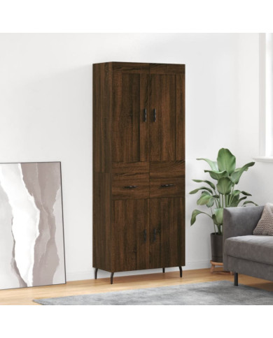 Buffet haut Chêne marron 69,5x34x180 cm Bois d'ingénierie | Mobilier & Déco