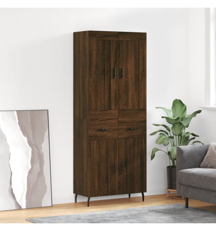 Buffet haut Chêne marron 69,5x34x180 cm Bois d'ingénierie | Mobilier & Déco