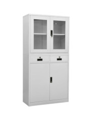 Armoire de bureau Gris clair 90x40x180 cm Acier et verre trempé | Mobilier & Déco