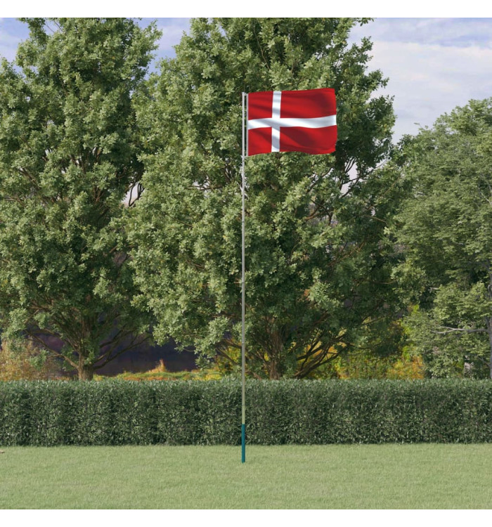 Drapeau du Danemark et mât 5,55 m Aluminium | Mobilier & Déco