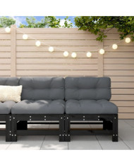 Canapés centraux avec coussins 2 pcs noir bois de pin massif | Mobilier & Déco