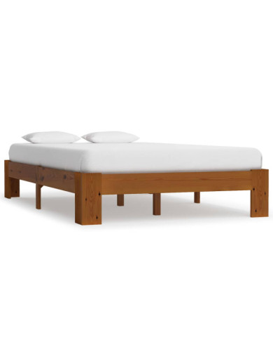 Cadre de lit sans matelas marron clair pin massif 120x200 cm | Mobilier & Déco