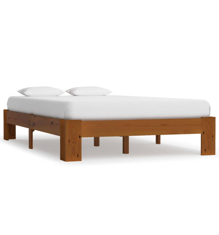 Cadre de lit sans matelas marron clair pin massif 120x200 cm | Mobilier & Déco