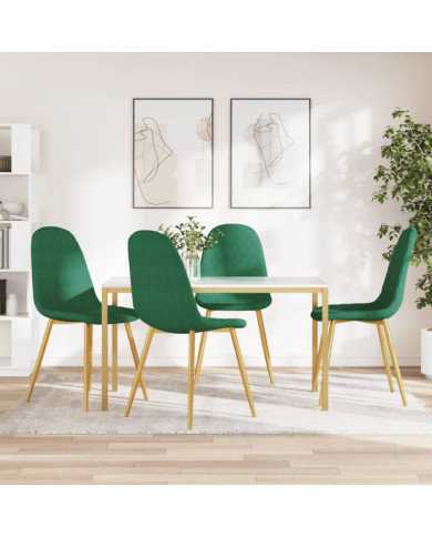 Chaises à manger lot de 4 Vert foncé Velours | Mobilier & Déco