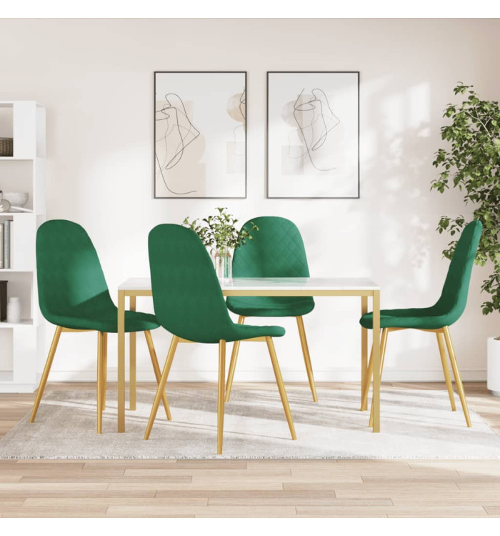 Chaises à manger lot de 4 Vert foncé Velours | Mobilier & Déco