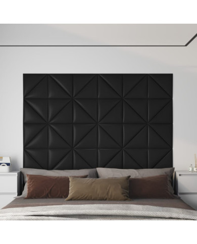Panneaux muraux 12 pcs Noir 30x30 cm Similicuir 0,54 m² | Mobilier & Déco