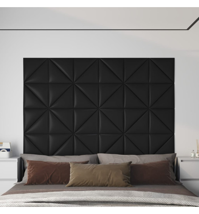 Panneaux muraux 12 pcs Noir 30x30 cm Similicuir 0,54 m² | Mobilier & Déco
