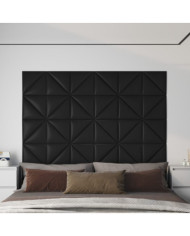 Panneaux muraux 12 pcs Noir 30x30 cm Similicuir 0,54 m² | Mobilier & Déco