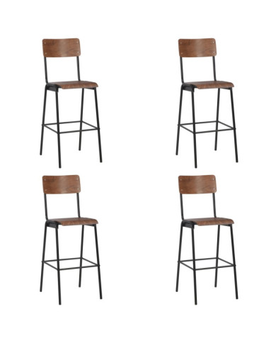 Chaises de bar lot de 4 contreplaqué solide et acier | Mobilier & Déco