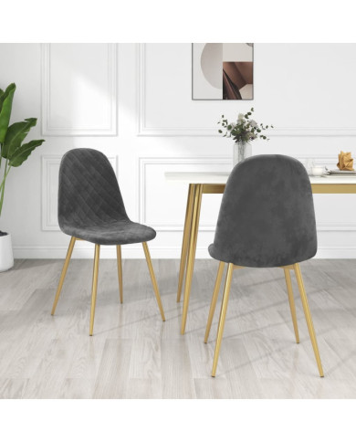 Chaises à manger lot de 2 Gris foncé Velours | Mobilier & Déco
