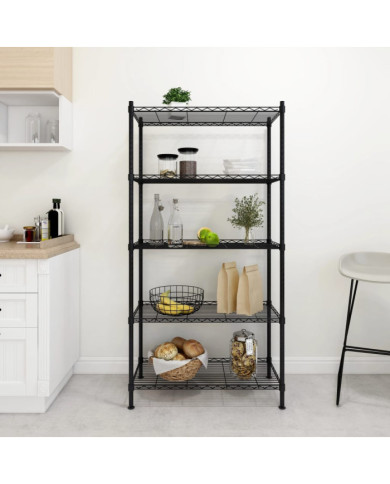 Étagère de rangement 5 niveaux 90x35x180 cm Noir 250 kg | Mobilier & Déco