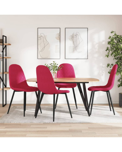 Chaises à manger lot de 4 Rouge bordeaux Velours | Mobilier & Déco