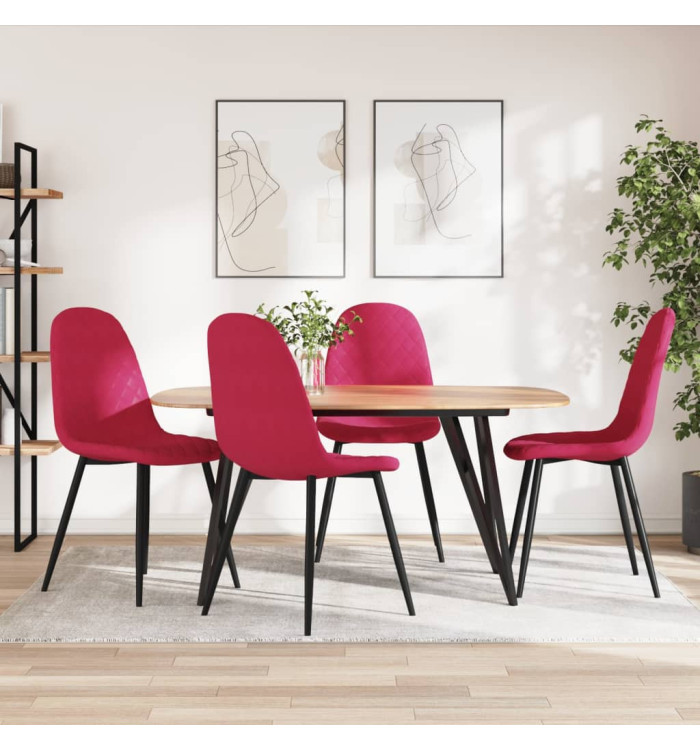Chaises à manger lot de 4 Rouge bordeaux Velours | Mobilier & Déco