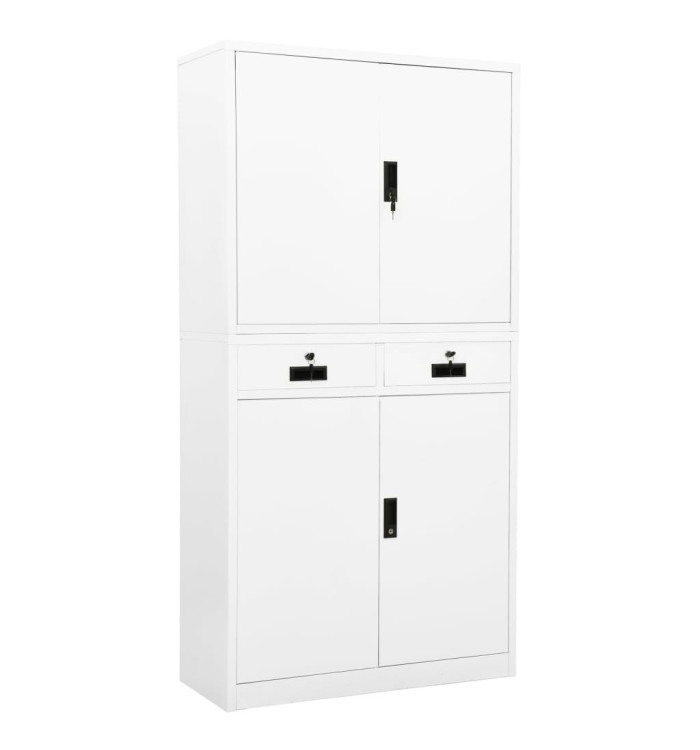 Armoire de bureau Blanc 90x40x180 cm Acier | Mobilier & Déco