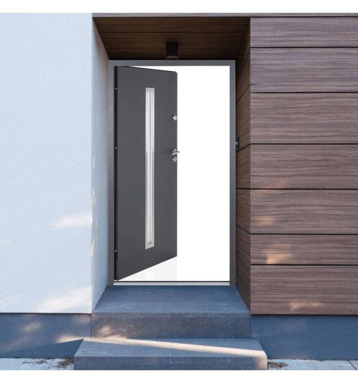 Porte d'entrée anthracite 90x200 cm aluminium | Mobilier & Déco
