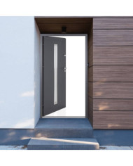 Porte d'entrée anthracite 90x200 cm aluminium | Mobilier & Déco