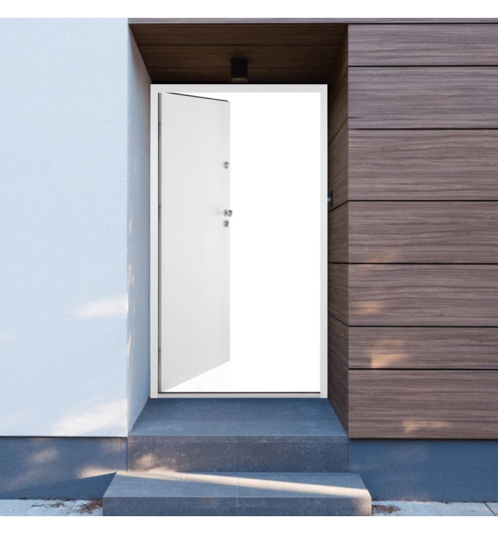 Porte d'entrée blanc 100x200 cm aluminium | Mobilier & Déco