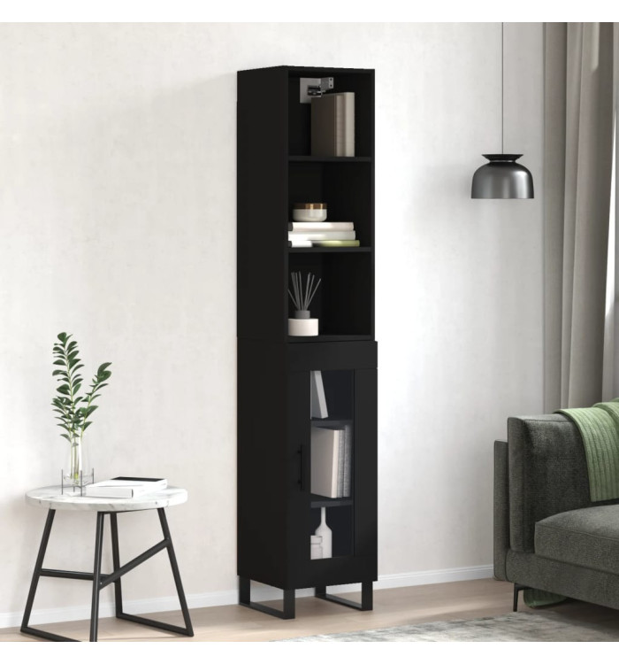 Buffet haut Noir 34,5x34x180 cm Bois d'ingénierie | Mobilier & Déco