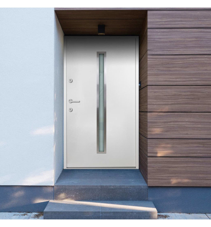 Porte d'entrée Aluminium Blanc 90x200 cm | Mobilier & Déco