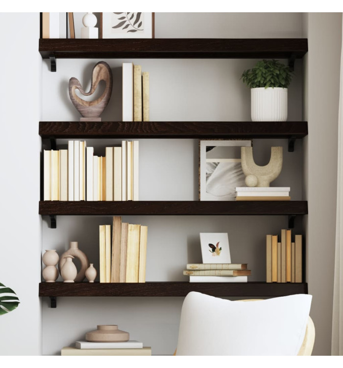 Étagère murale marron foncé bois chêne massif traité | Mobilier & Déco