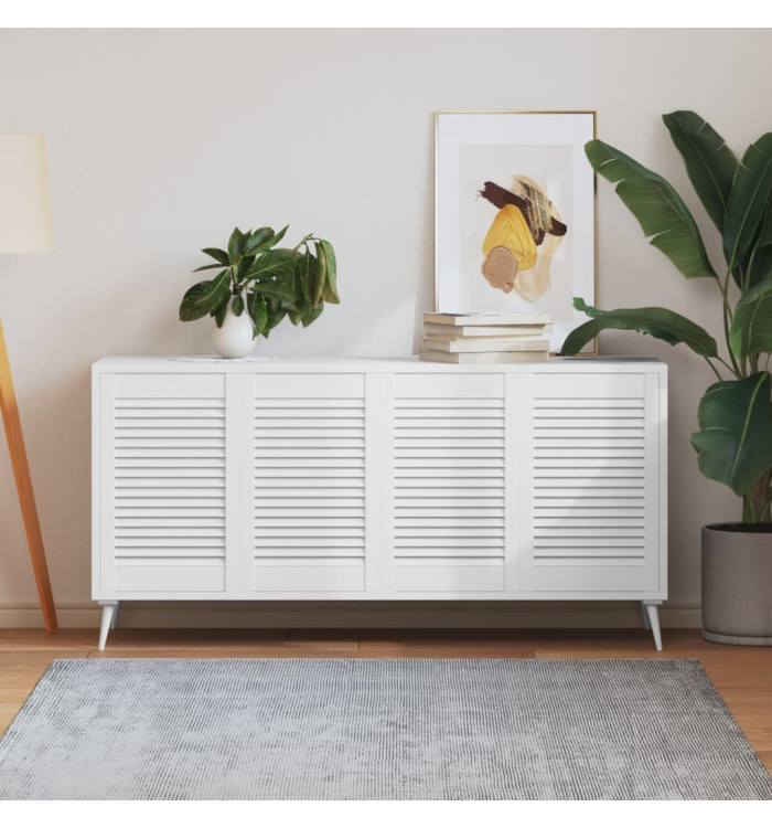Portes d'armoire à persiennes 4pcs blanc 61,5x39,4cm pin massif | Mobilier & Déco