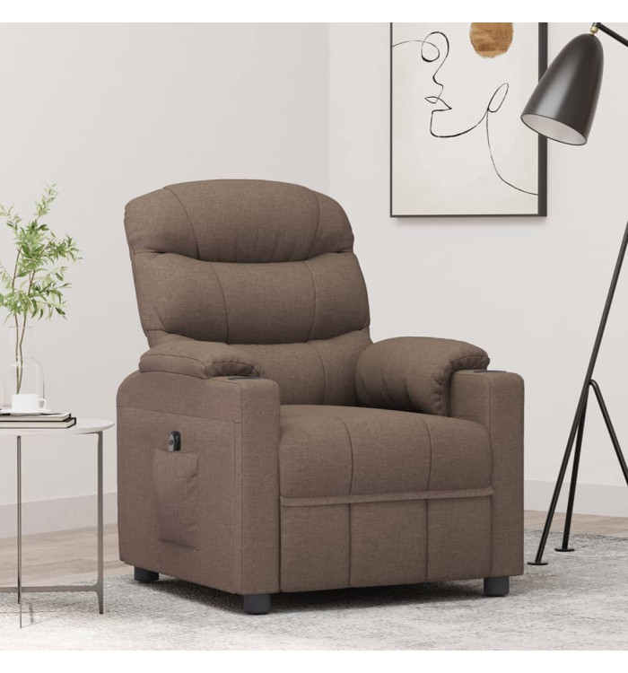 Fauteuil inclinable électrique Taupe Tissu | Mobilier & Déco